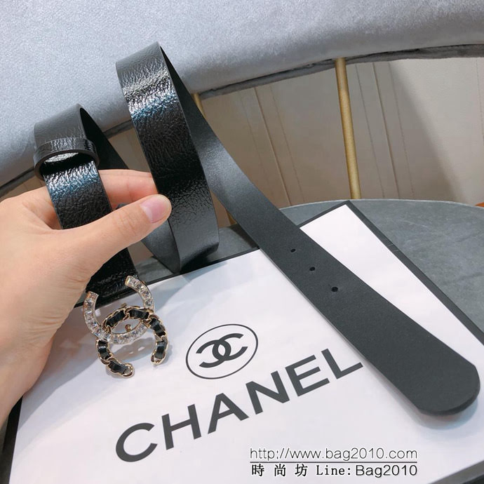 CHANEL香奈兒 18新款 zp同步 CC鏈條鑽扣 進口頭層皺山羊紋皮 時尚百搭款皮帶  xfp1153